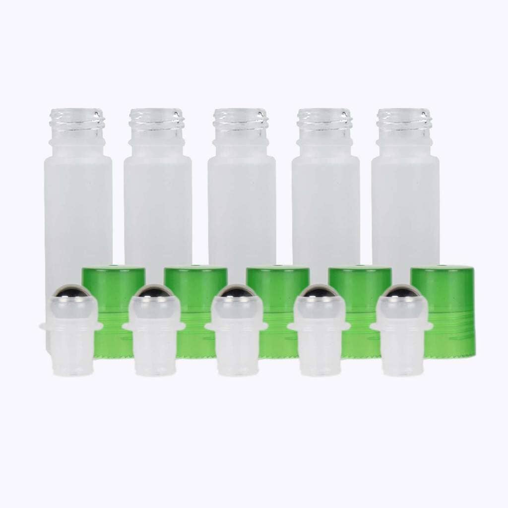 10 ml White Frosted Glass Roller Bottle (Pack of 5) Glass Roller Bottles Your Oil Tools Green Stainless 