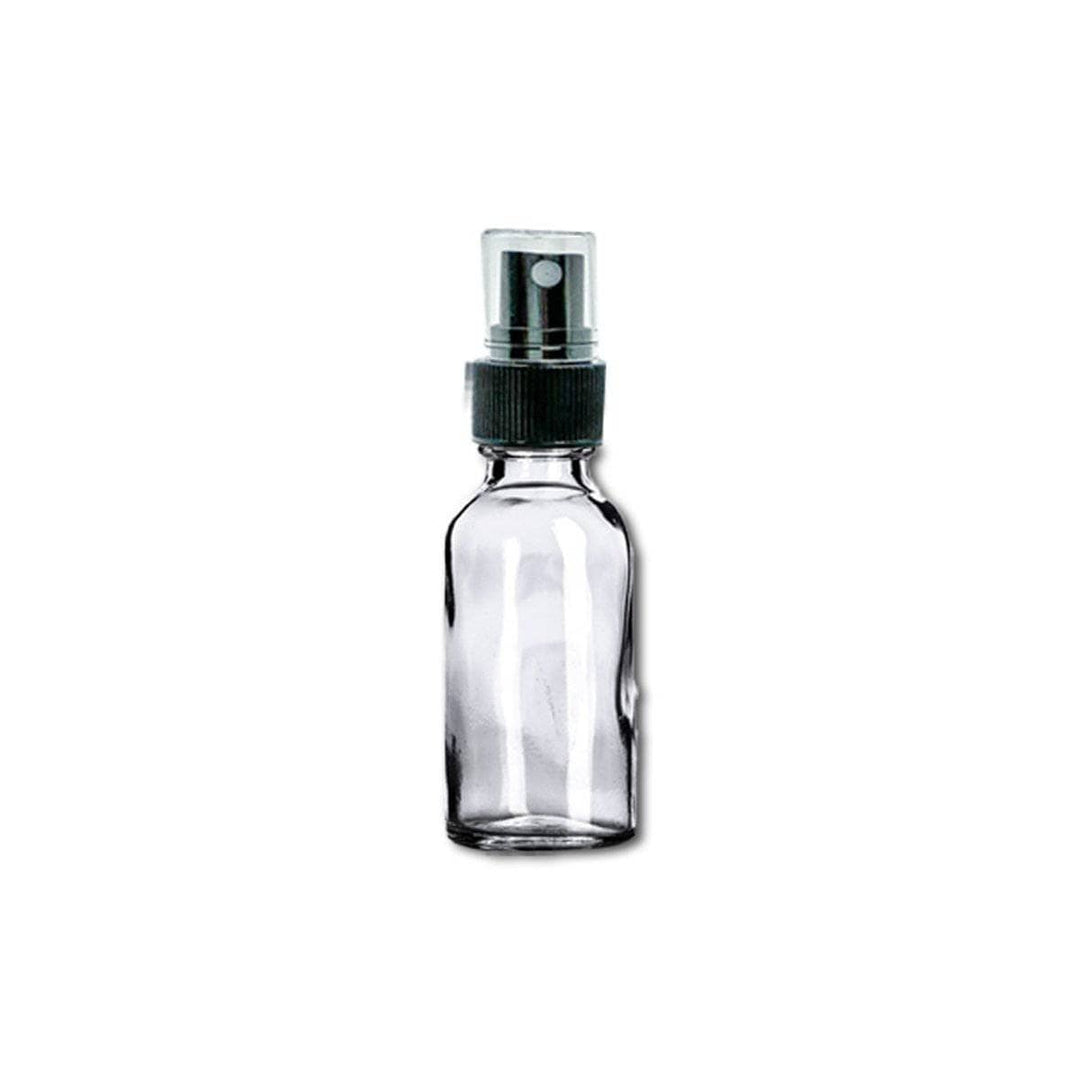 1 oz Clear Glass Bottle w/ Black Fine Mist Top Glass Spray Bottles Your Oil Tools 