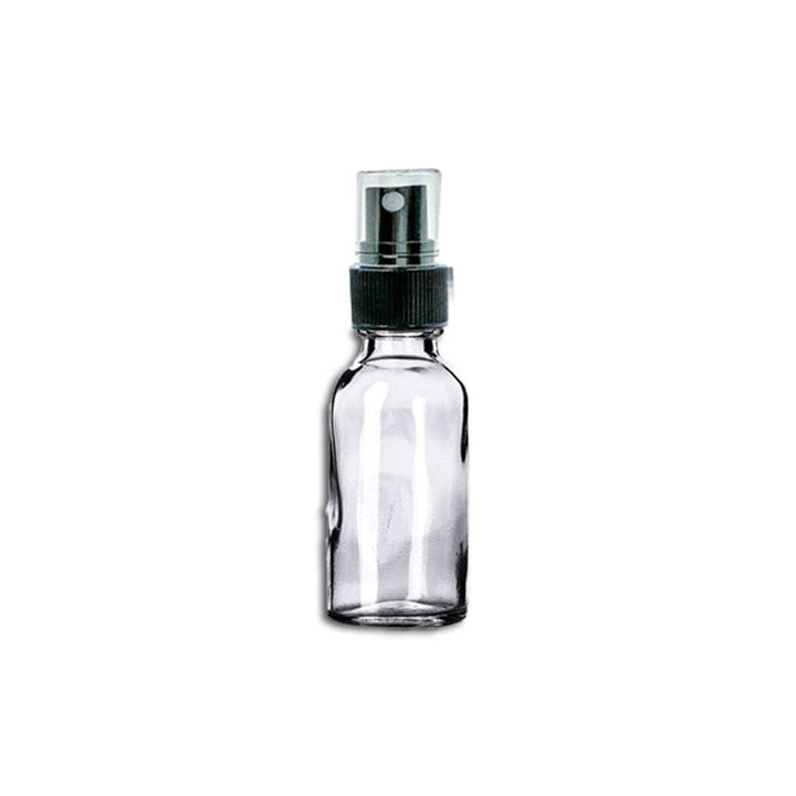 1 oz Clear Glass Bottle w/ Black Fine Mist Top Glass Spray Bottles Your Oil Tools 