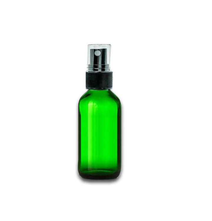 1 oz Green Glass Bottle w/ Black Fine Mist Top Glass Spray Bottles Your Oil Tools 