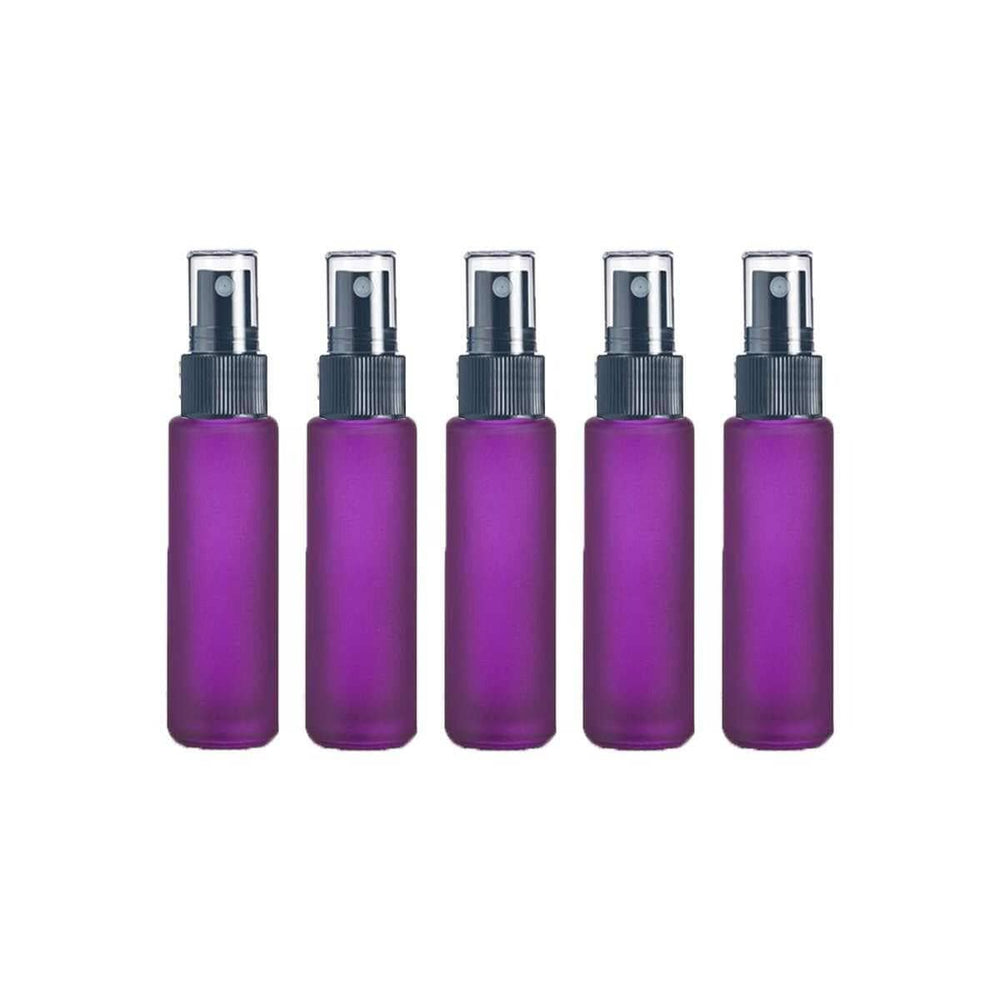 10 ml Purple Frosted Glass Vial w/ Black Fine Mist Tops (Pack of 5) Glass Spray Bottles Your Oil Tools 
