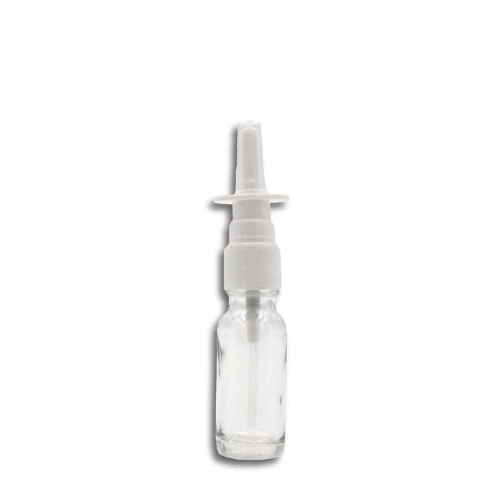 15 ml Clear Glass Bottle w/ White Nasal Atomizer Glass Spray Bottles Your Oil Tools 