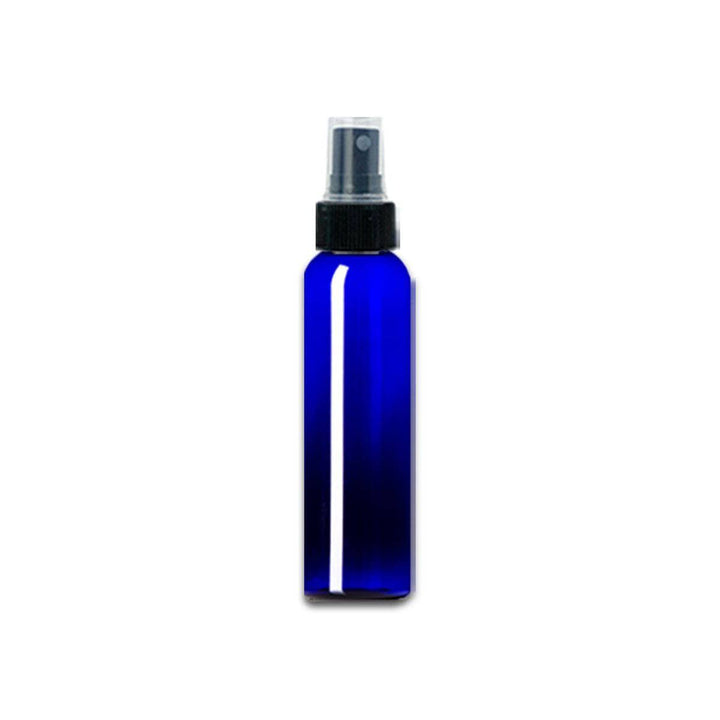 4 oz Blue PET Plastic Cosmo Bottle w/ Black Fine Mist Top Glass Spray Bottles Your Oil Tools 