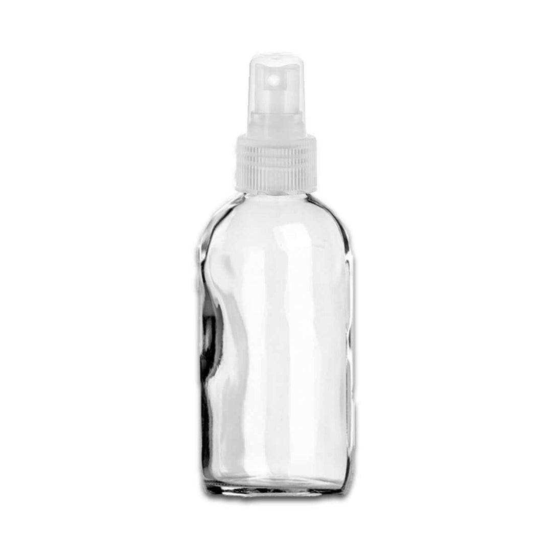 4 oz Clear Glass Bottle w/ Natural Clear Fine Mist Top Glass Spray Bottles Your Oil Tools 