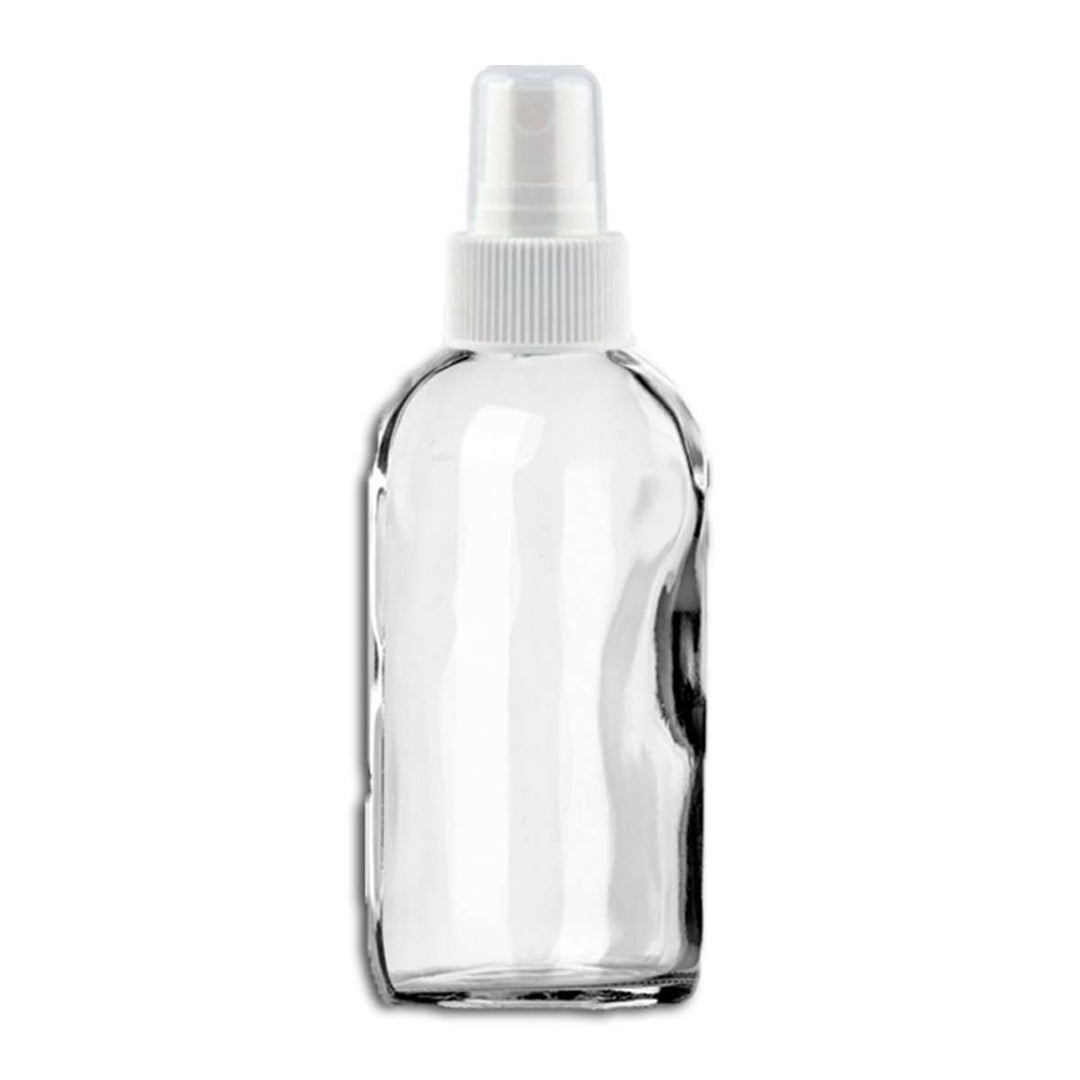 4 oz Clear Glass Bottle w/ White Fine Mist Top Glass Spray Bottles Your Oil Tools 