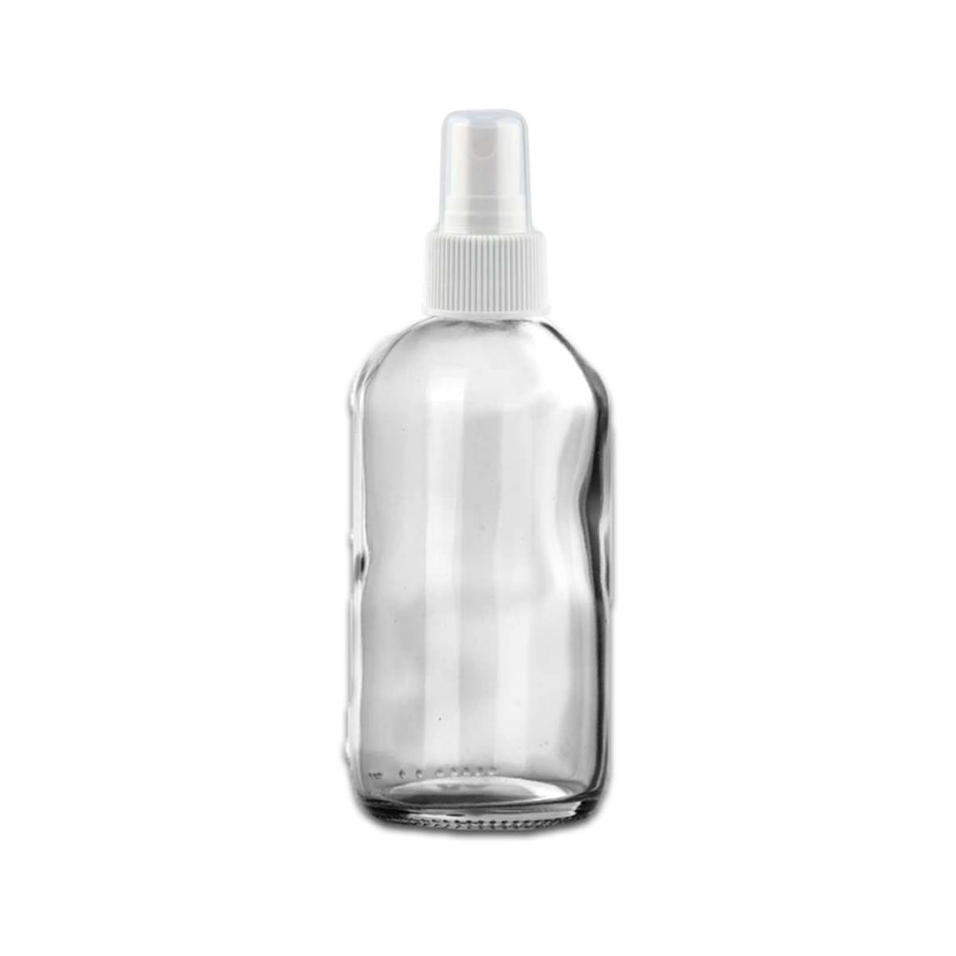 8 oz Clear Glass Bottle w/ White Fine Mist Top Glass Spray Bottles Your Oil Tools 