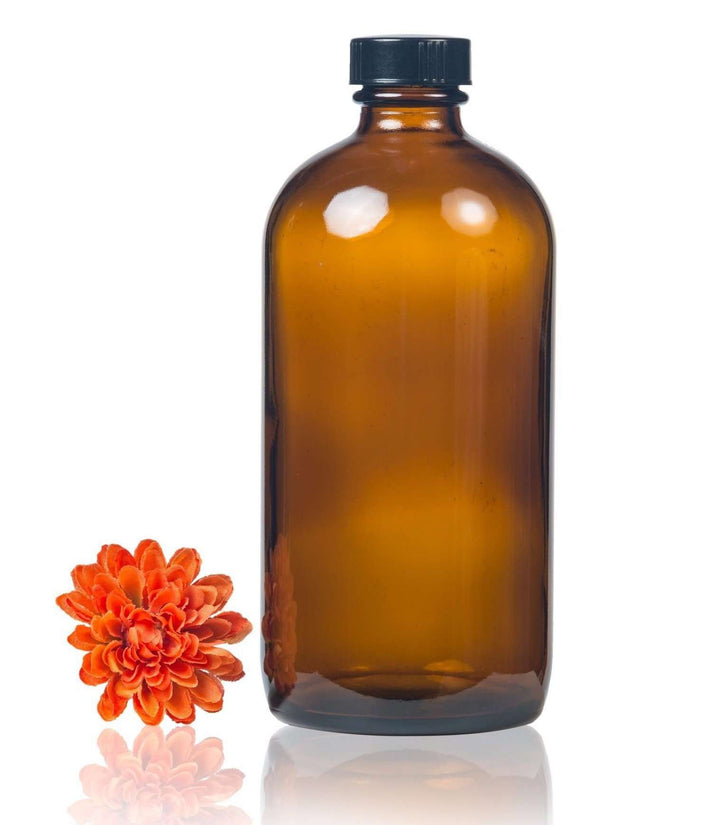 16 oz Amber Glass Bottle w/ Storage Cap Glass Storage Bottles Your Oil Tools 