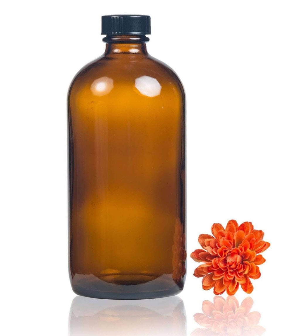 16 oz Amber Glass Bottle w/ Storage Cap Glass Storage Bottles Your Oil Tools 