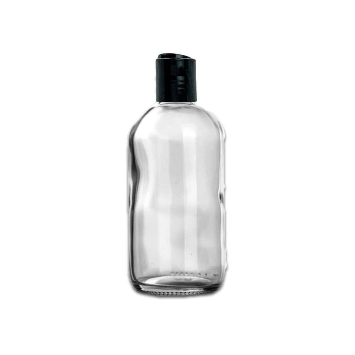8 oz Clear Glass Bottle w/ Black Disc Top Glass Storage Bottles Your Oil Tools 
