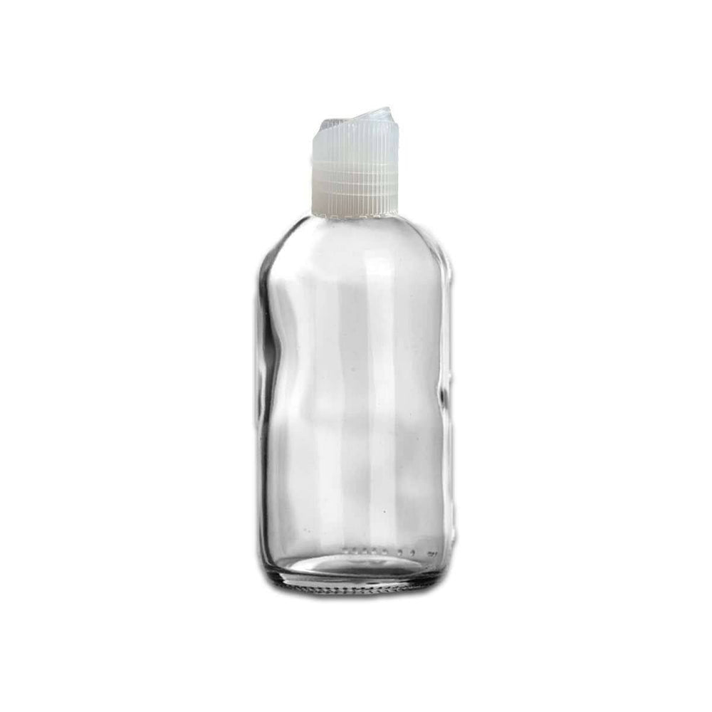 8 oz Clear Glass Bottle w/ Natural Polypropylene Ribbed Disc Top Glass Storage Bottles Your Oil Tools 