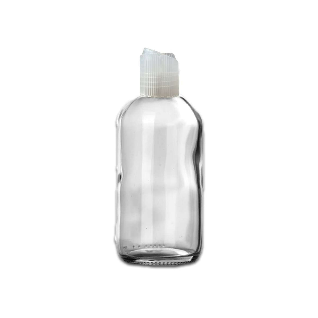 8 oz Clear Glass Bottle w/ Natural Polypropylene Ribbed Disc Top Glass Storage Bottles Your Oil Tools 