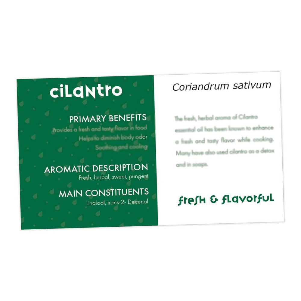 Cilantro Essential Oil Cards (Pack of 10) Media Your Oil Tools 