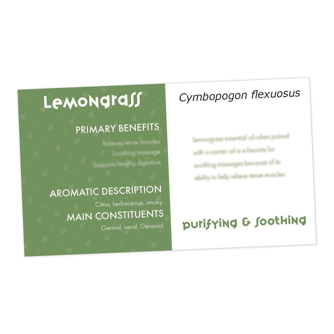 Lemongrass Essential Oil Cards (Pack of 10) Media Your Oil Tools 