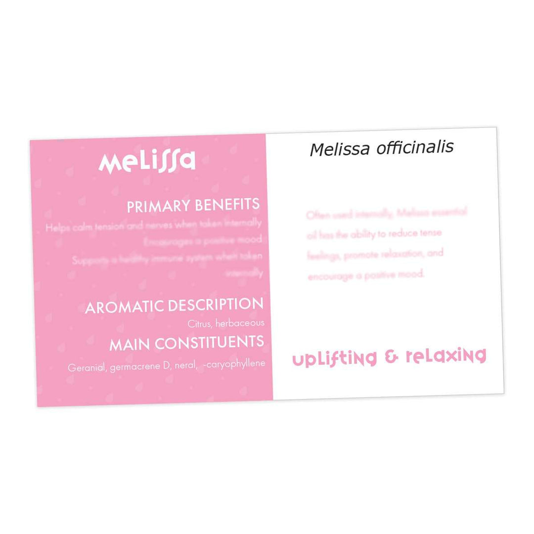 Melissa Essential Oil Cards (Pack of 10) Media Your Oil Tools 