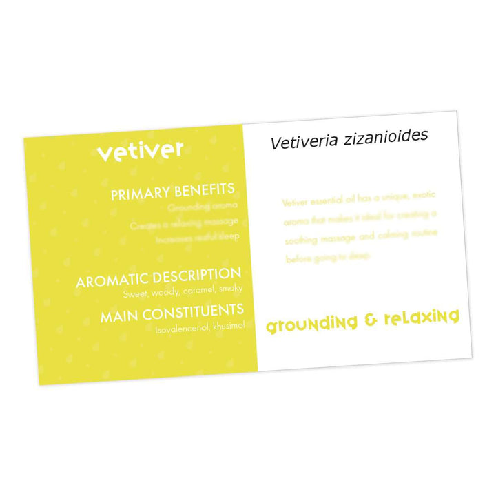 Vetiver Essential Oil Cards (Pack of 10) Media Your Oil Tools 