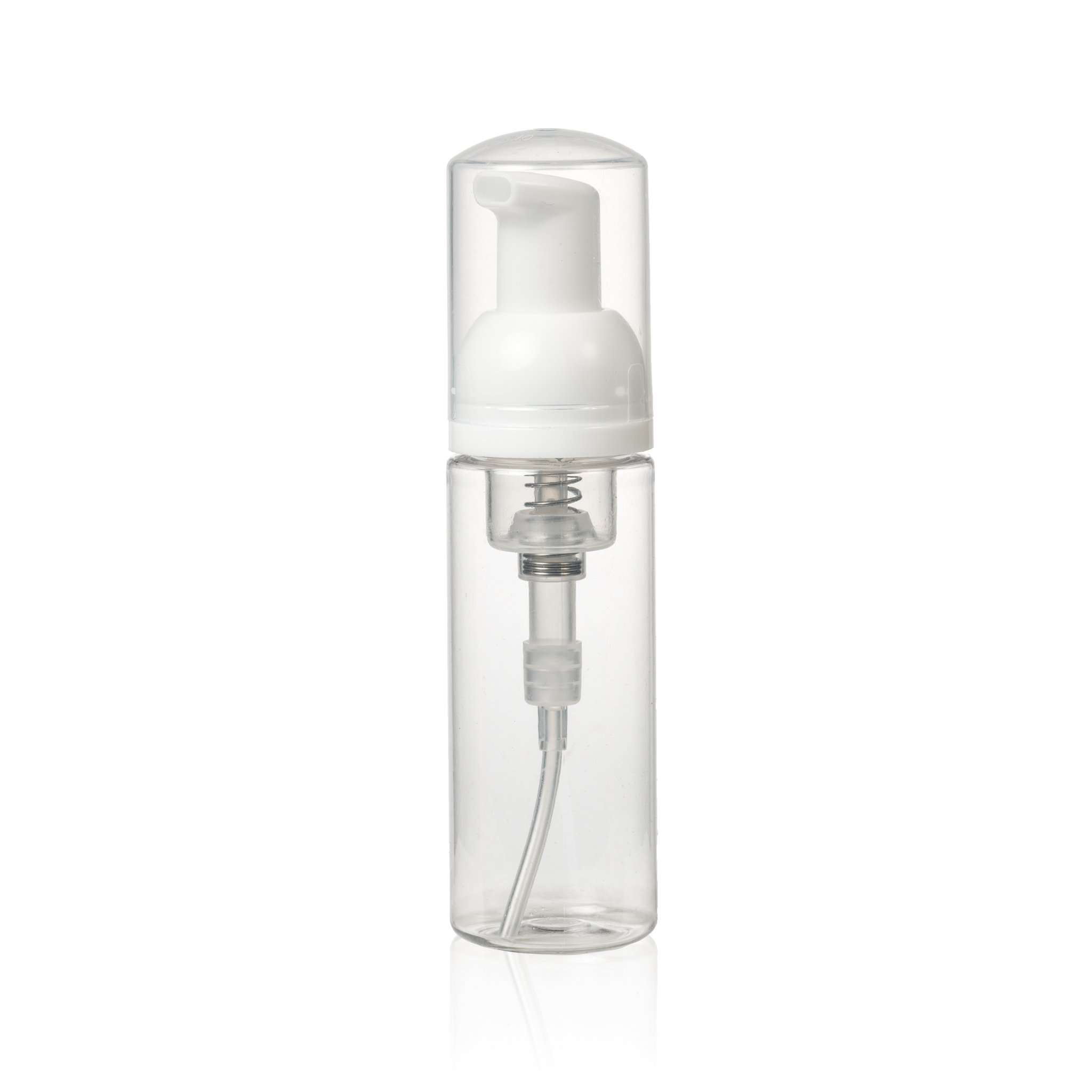 1.7 oz Clear Plastic Bottle w/ White Foaming Pump Top