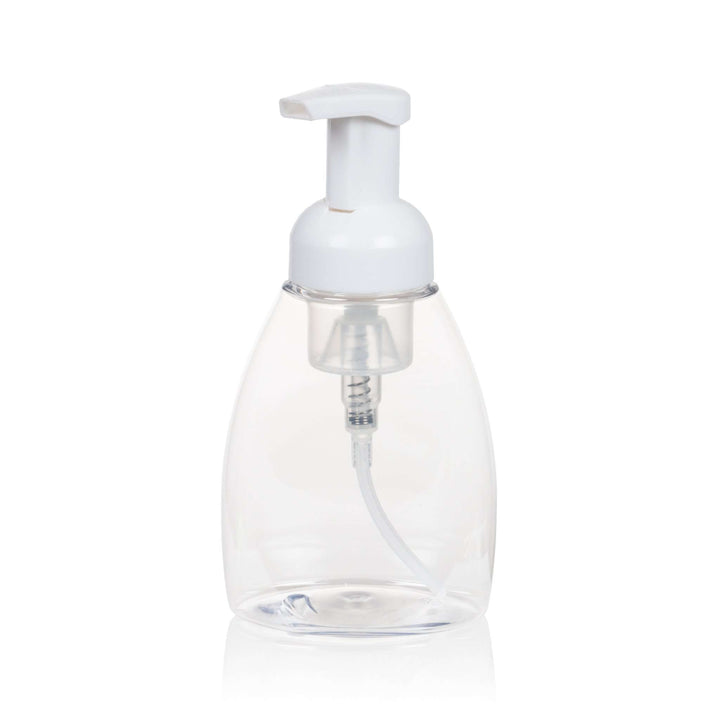 8 oz Clear PET Plastic Bottle w/ White Foaming Pump Top Plastic Foaming Bottles Your Oil Tools 