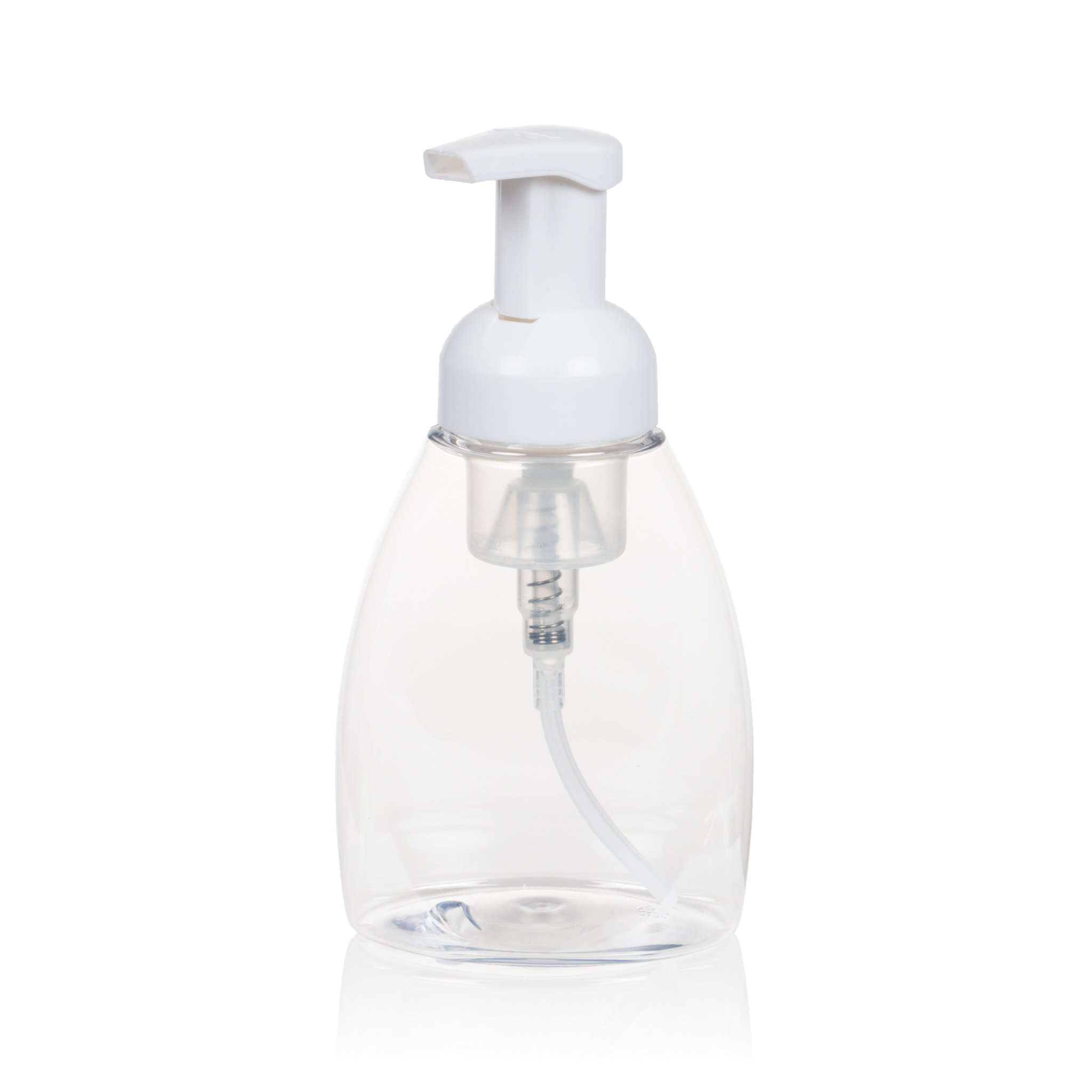 8 oz Clear PET Plastic Bottle w/ White Foaming Pump Top