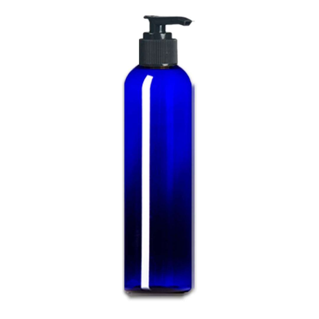 16 oz Blue PET Plastic Cosmo Bottle w/ Black Pump Top Plastic Lotion Bottles Your Oil Tools 