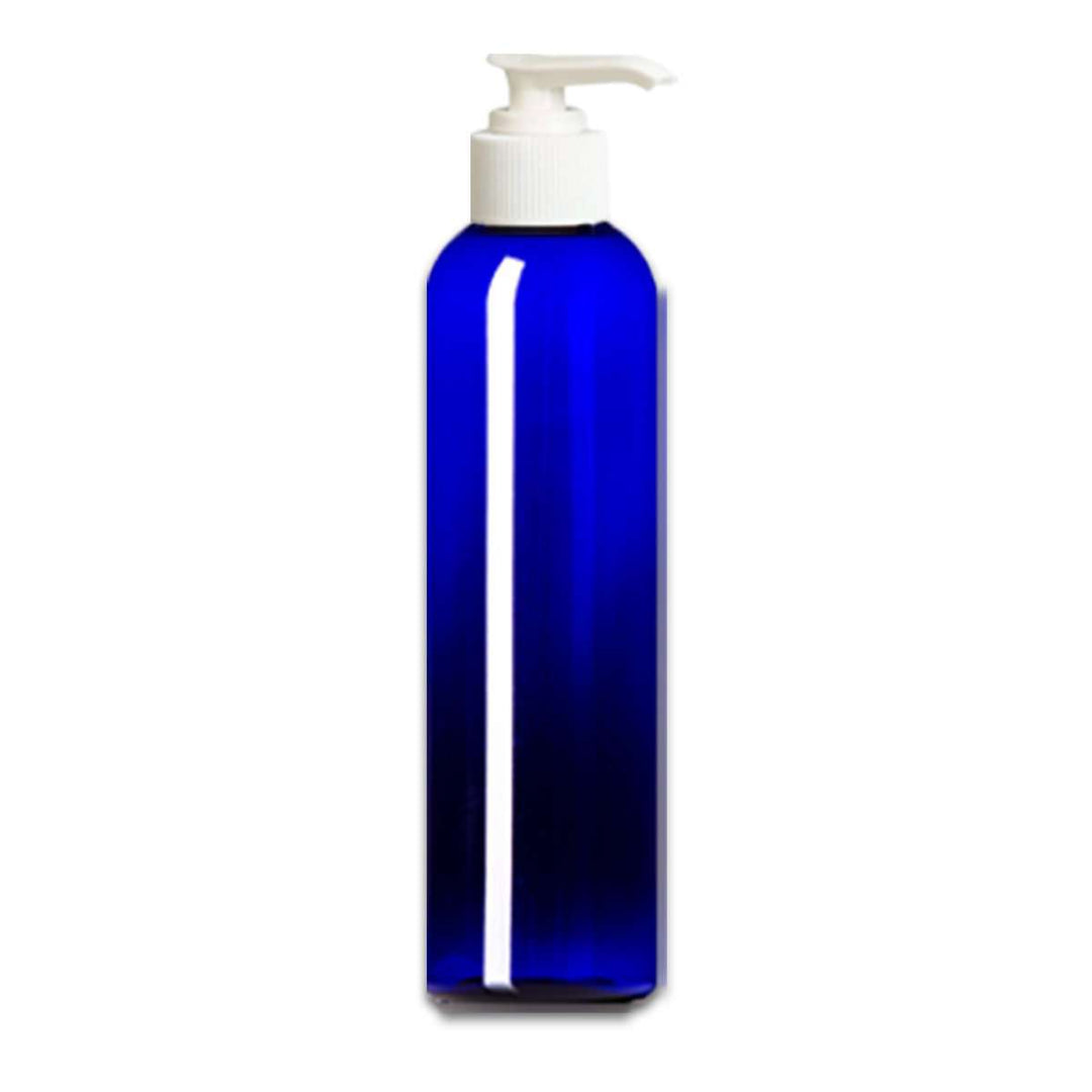 16 oz Blue PET Plastic Cosmo Bottle w/ White Pump Top Plastic Lotion Bottles Your Oil Tools 