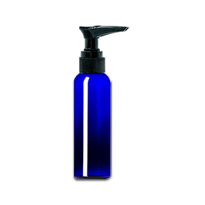 2 oz Blue PET Plastic Cosmo Bottle w/ Black Pump Top Plastic Lotion Bottles Your Oil Tools 
