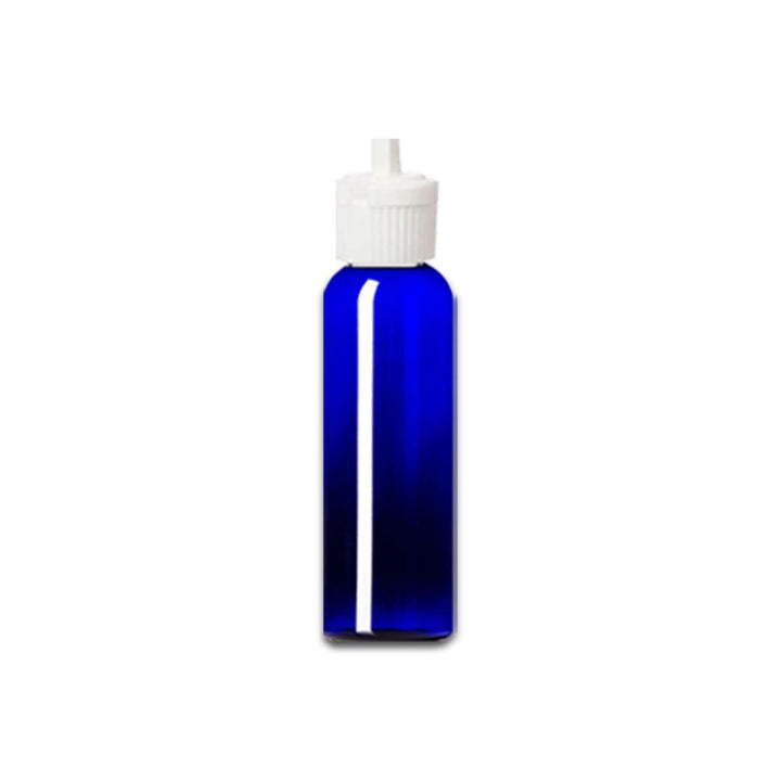2 oz Blue PET Plastic Cosmo Bottle w/ White Turret Top Plastic Lotion Bottles Your Oil Tools 