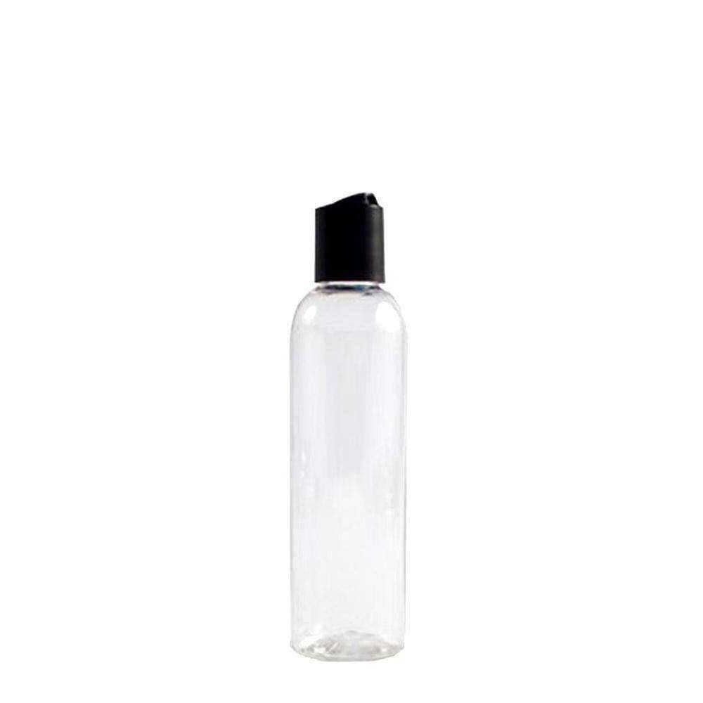 2 oz Clear PET Plastic Cosmo Bottle w/ Black Disc Top Plastic Lotion Bottles Your Oil Tools 