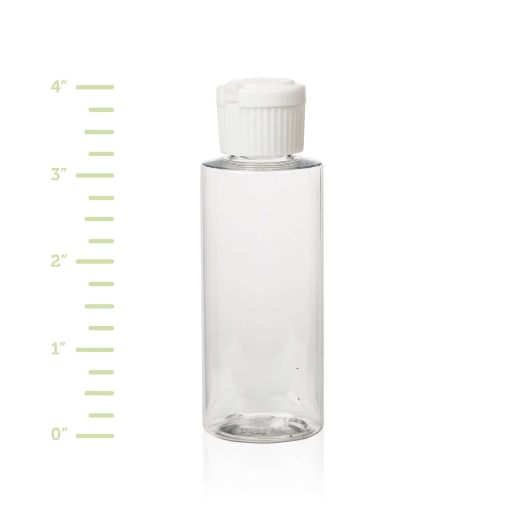 2 oz Clear PET Plastic Cosmo Bottle w/ White Flip Top Plastic Lotion Bottles Your Oil Tools 