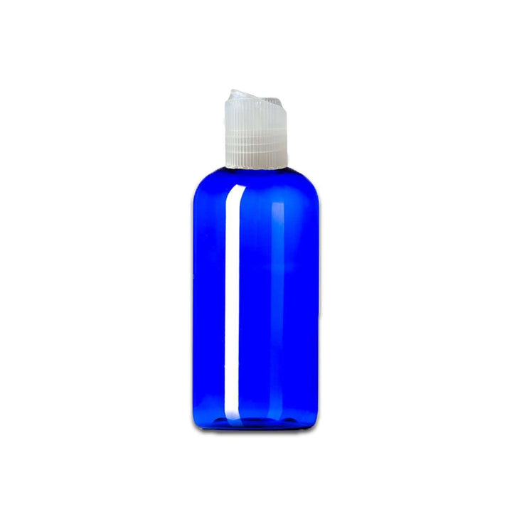 4 oz Blue PET Plastic Boston Round Bottle w/ Natural Polypropylene Ribbed Disc Top Plastic Lotion Bottles Your Oil Tools 