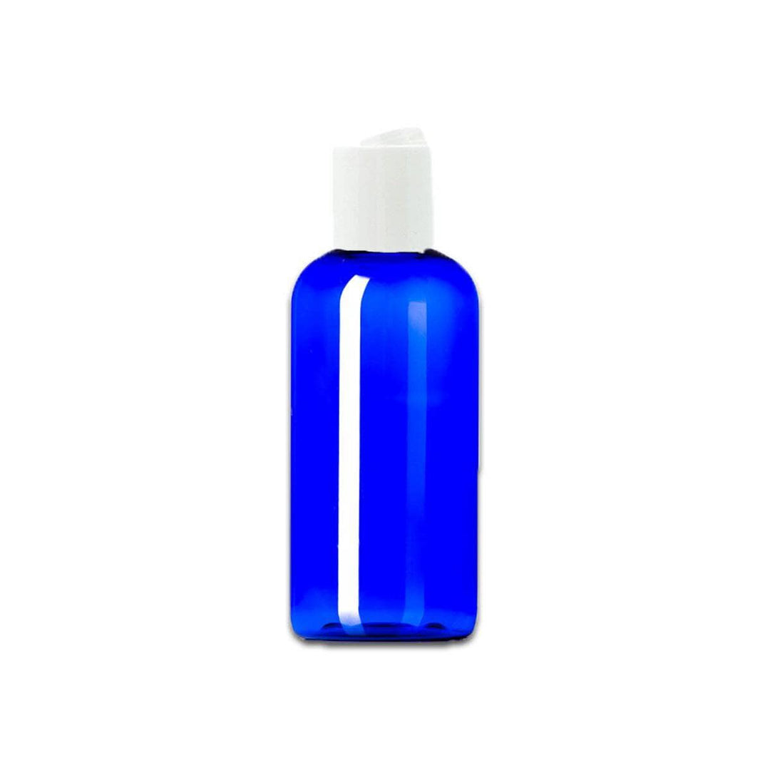 4 oz Blue PET Plastic Boston Round Bottle w/ White Disc Top Plastic Lotion Bottles Your Oil Tools 