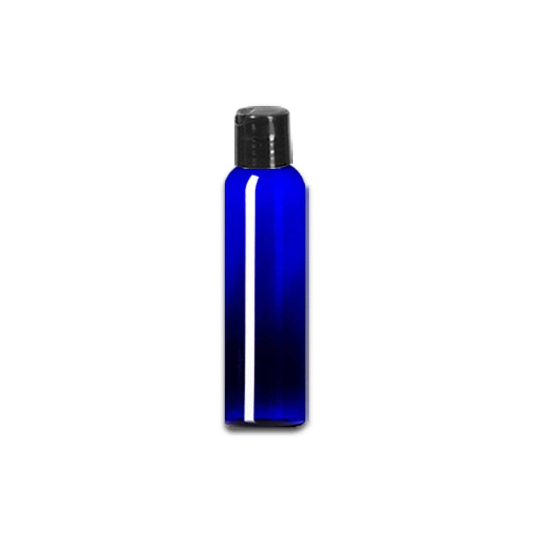 4 oz Blue PET Plastic Cosmo Bottle w/ Black Disc Top Plastic Lotion Bottles Your Oil Tools 