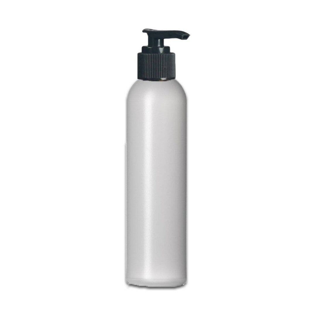 8 oz Natural-Colored HDPE Plastic Cosmo Bottle w/ Black Pump Top Plastic Lotion Bottles Your Oil Tools 