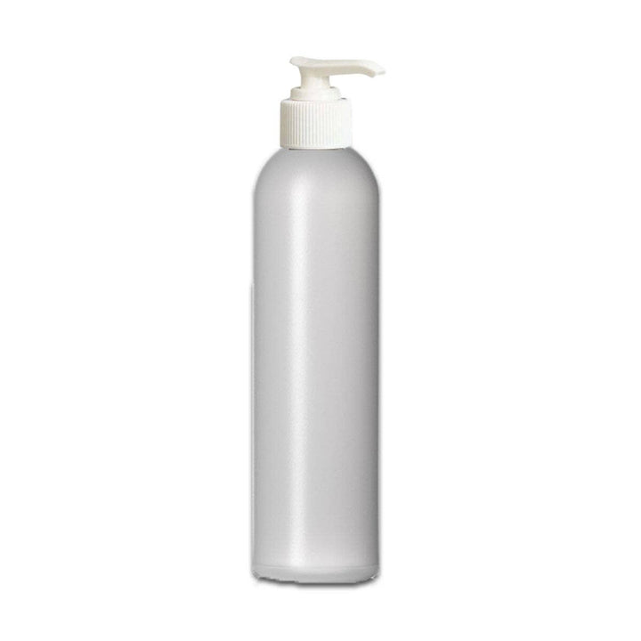 8 oz Natural-Colored HDPE Plastic Cosmo Bottle w/ White Pump Top Plastic Lotion Bottles Your Oil Tools 