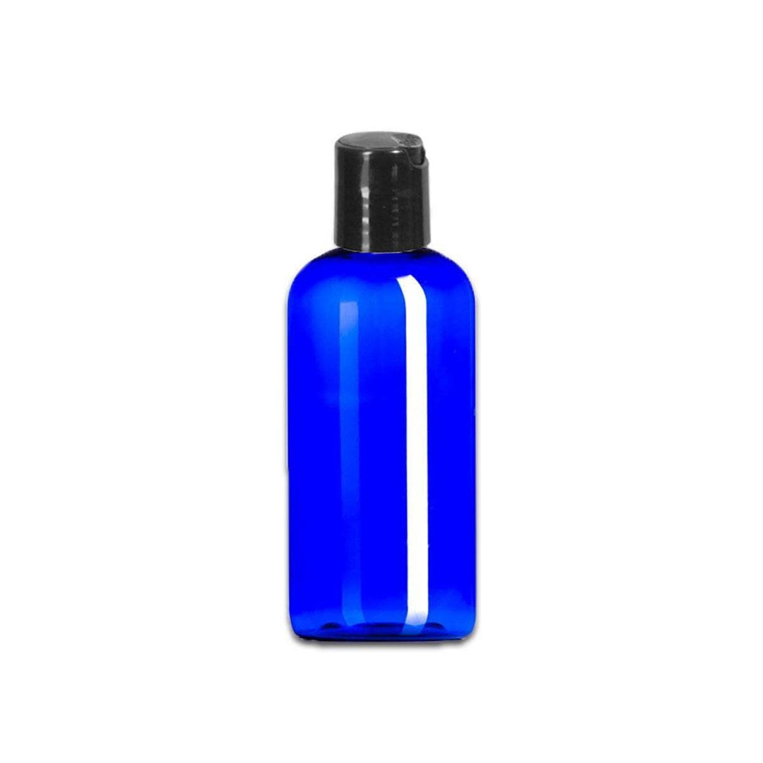 4 oz Blue PET Plastic Boston Round Bottle w/ Black Disc Top Plastic LotionBottles Your Oil Tools 
