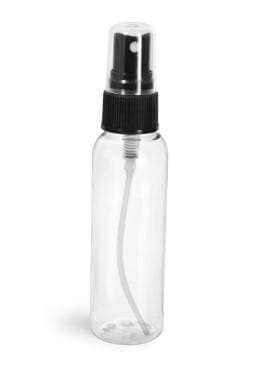 1 oz Clear PET Plastic Cosmo Bottle w/ Black Fine Mist Top Plastic Spray Bottles Your Oil Tools 