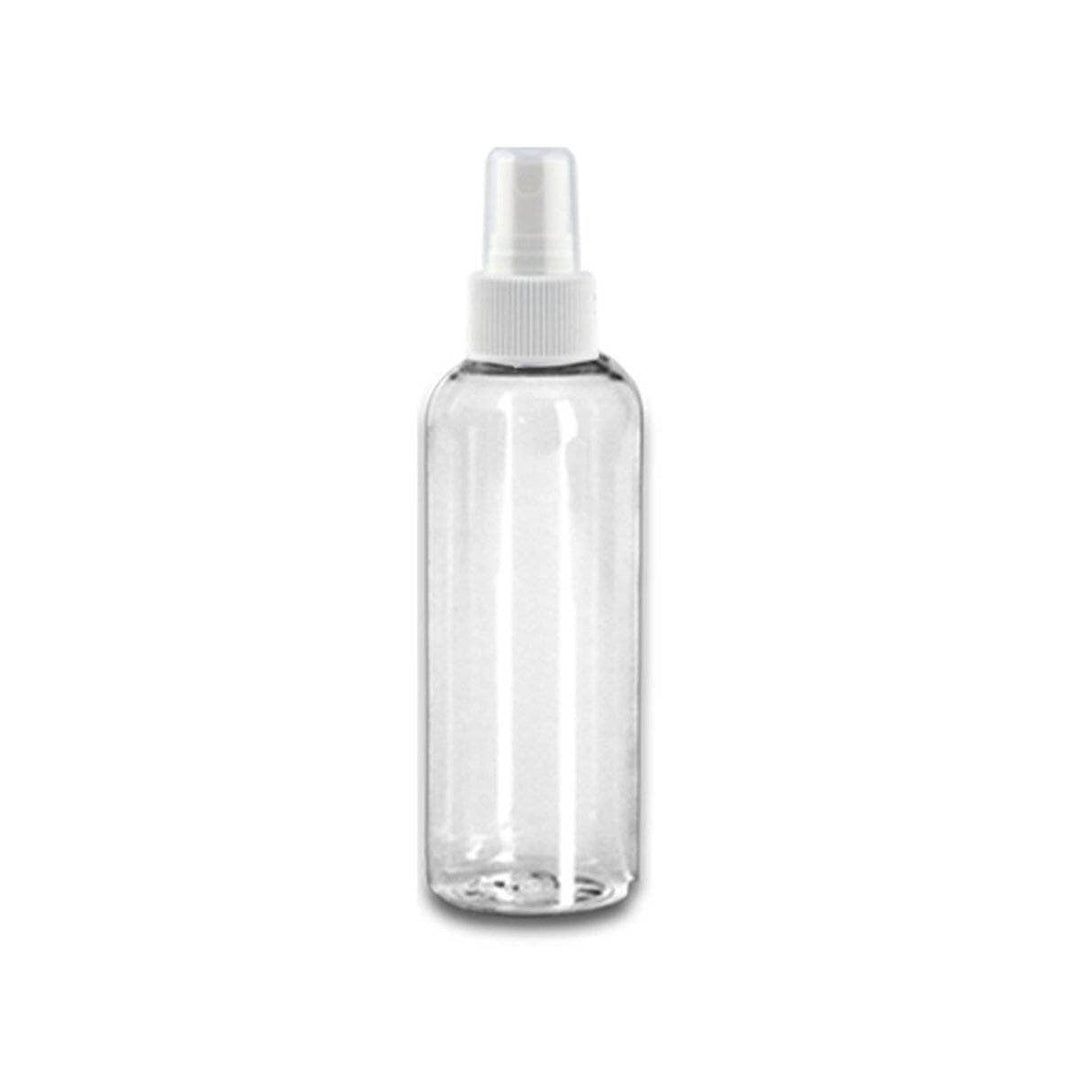 Clear PET Cosmo Round Bottles w/ White Mini Trigger Sprayers