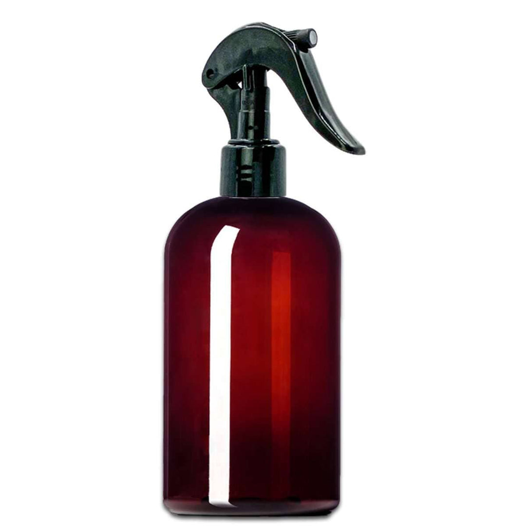 16 oz Amber PET Plastic Boston Round Bottle w/ Trigger Sprayer Plastic Spray Bottles Your Oil Tools 