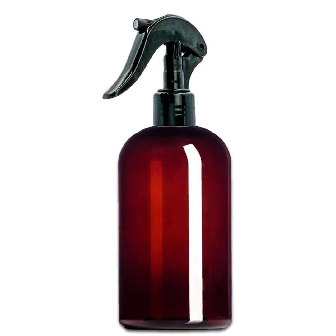 16 oz Amber PET Plastic Boston Round Bottle w/ Trigger Sprayer Plastic Spray Bottles Your Oil Tools 