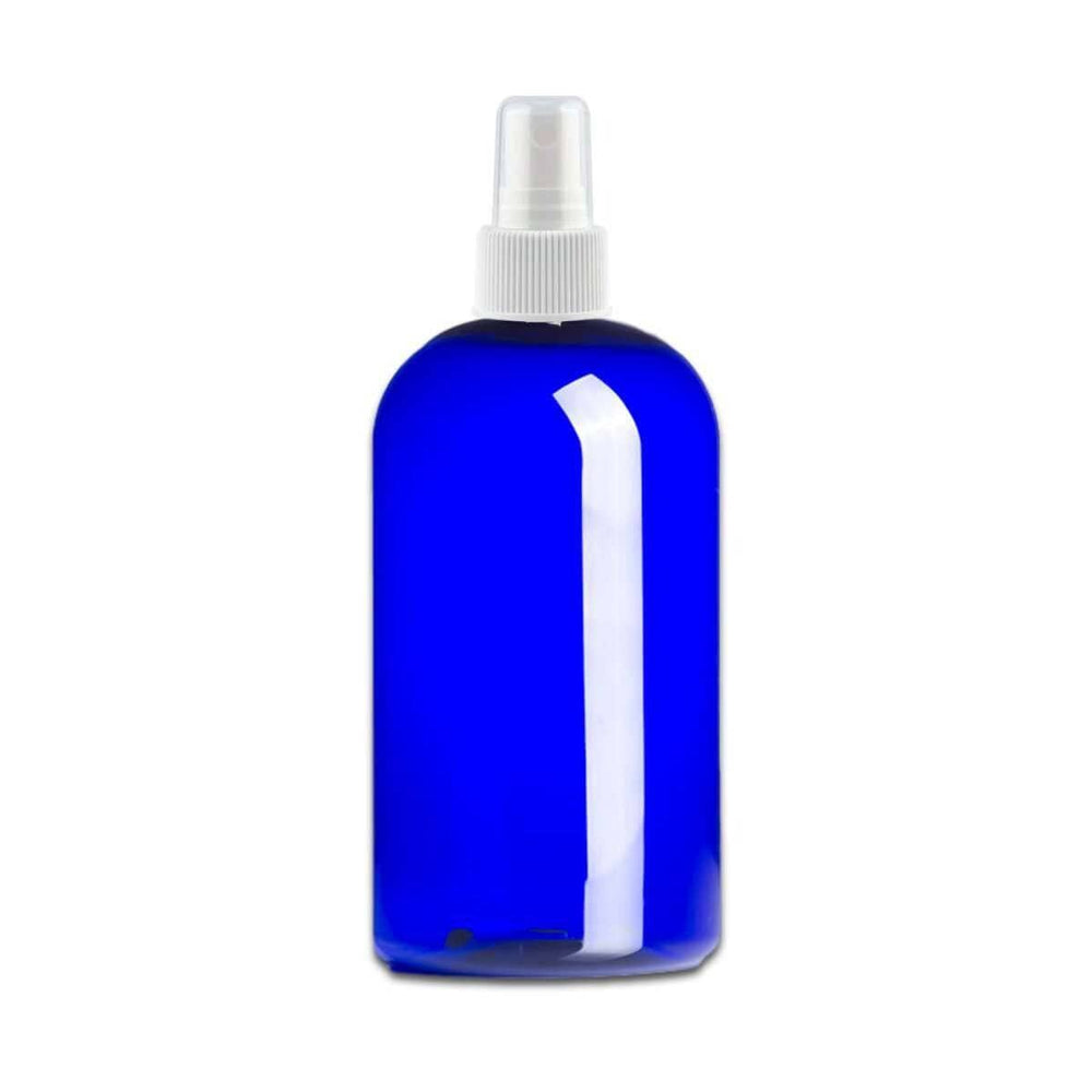 16 oz Blue PET Plastic Boston Round Bottle w/ White Fine Mist Top Plastic Spray Bottles Your Oil Tools 