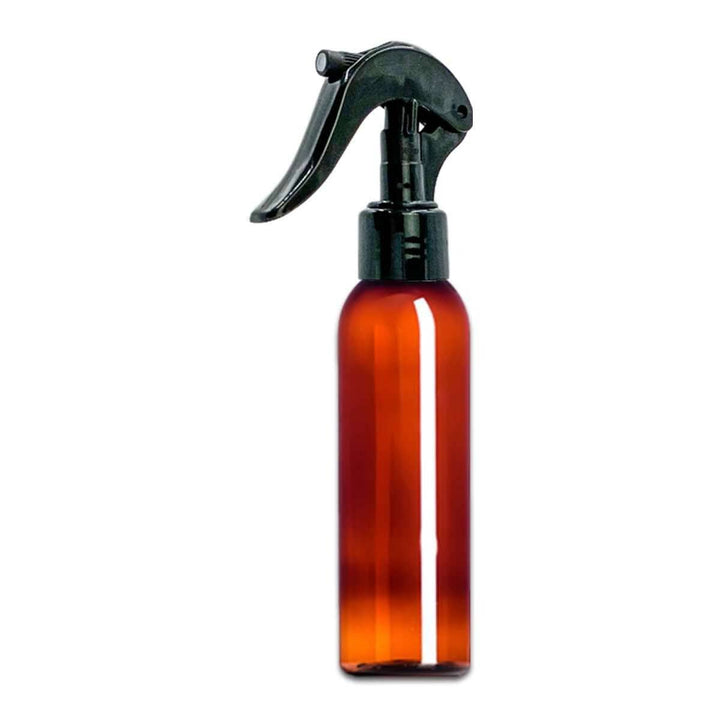 4 oz Amber PET Plastic Cosmo Bottle w/ Black Trigger Sprayer Plastic Spray Bottles Your Oil Tools 