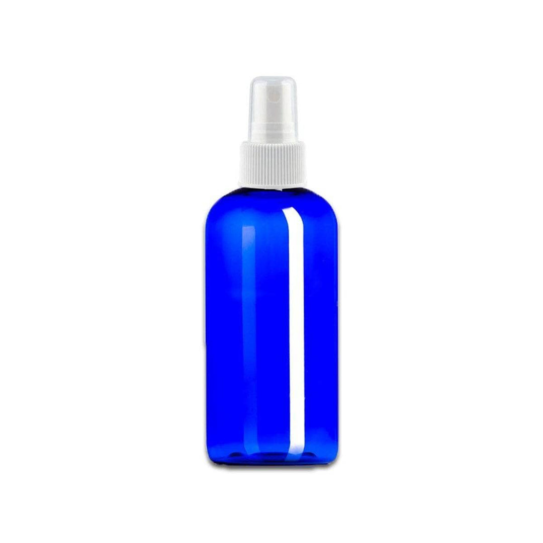 4 oz Blue PET Plastic Boston Round Bottle w/ White Fine Mist Top Plastic Spray Bottles Your Oil Tools 