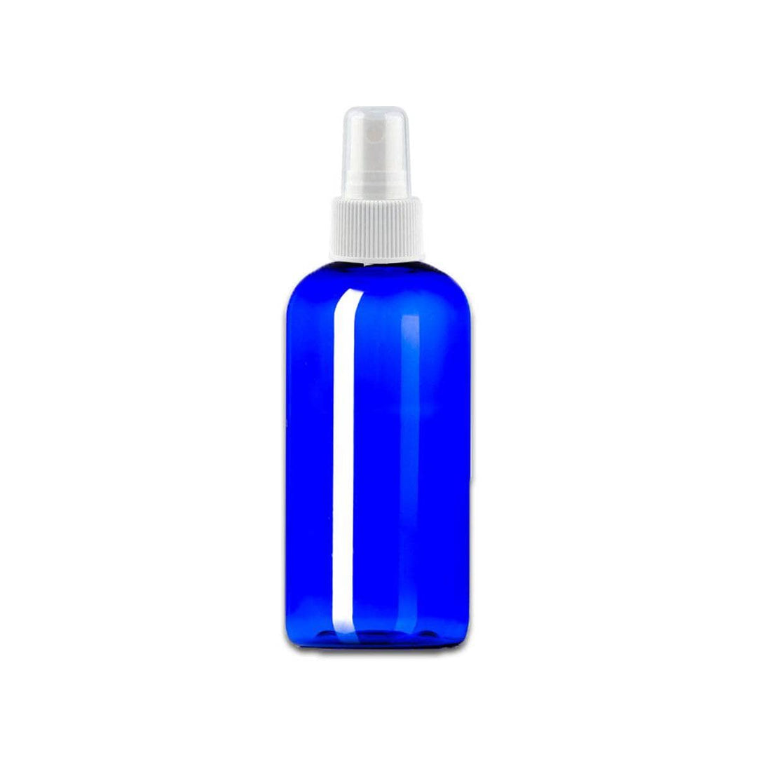 4 oz Blue PET Plastic Boston Round Bottle w/ White Fine Mist Top Plastic Spray Bottles Your Oil Tools 
