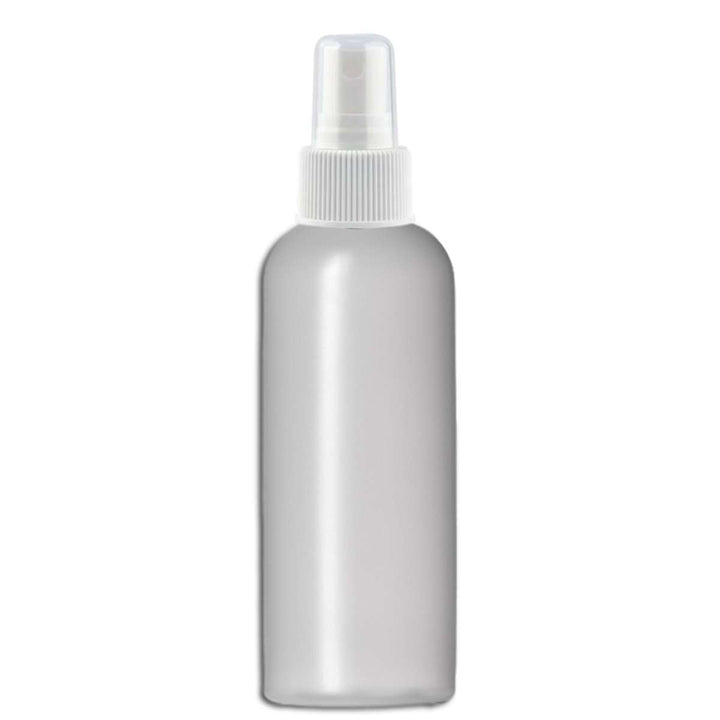 4 oz Natural-Colored HDPE Plastic Imperial Round Bottle w/ White Fine Mist Top Plastic Spray Bottles Your Oil Tools 