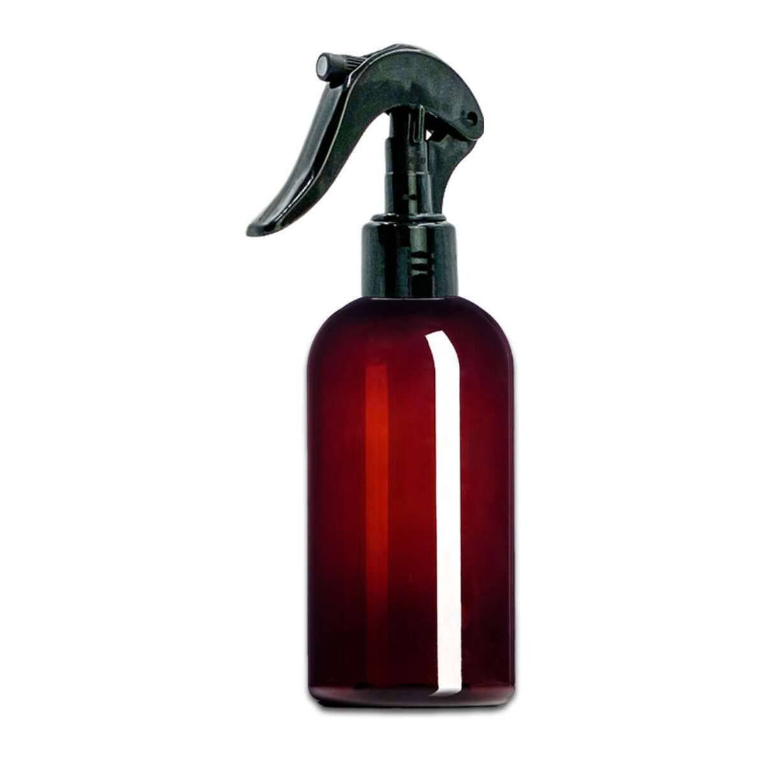 8 oz Amber PET Plastic Boston Round Bottle w/ Trigger Sprayer Plastic Spray Bottles Your Oil Tools 
