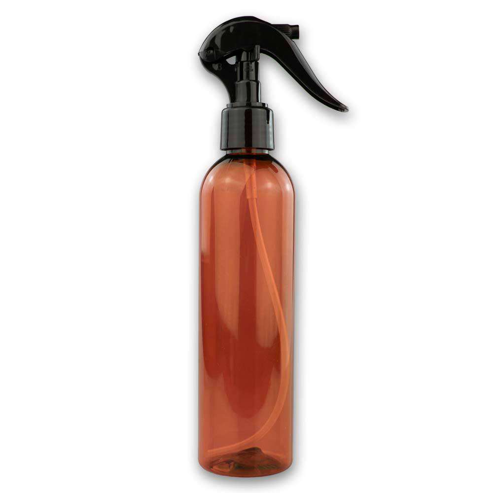 8 oz Amber PET Plastic Cosmo Bottle w/ Trigger Sprayer Plastic Spray Bottles Your Oil Tools 