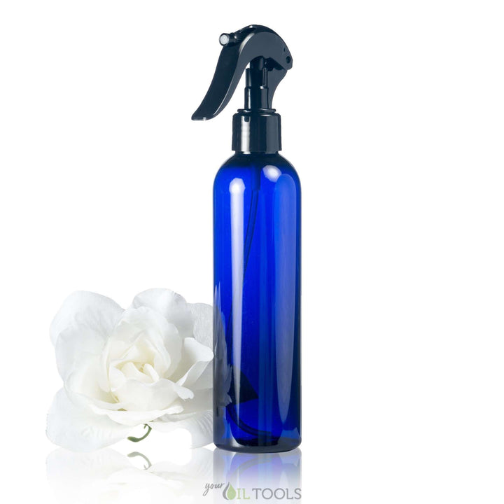 8 oz Blue PET Plastic Cosmo Bottle w/ Trigger Sprayer Plastic Spray Bottles Your Oil Tools 