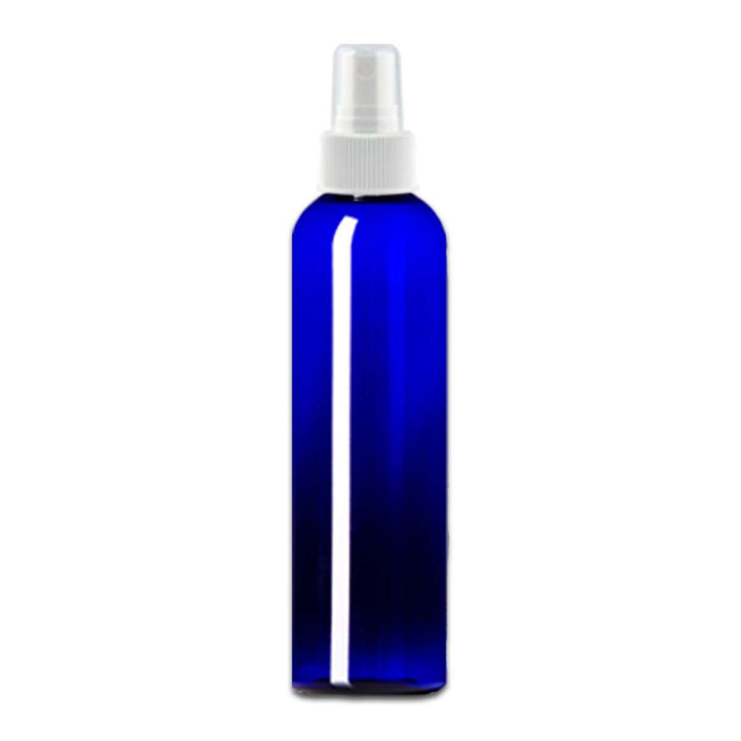 8 oz Blue PET Plastic Cosmo Bottle w/ White Mist Top Plastic Spray Bottles Your Oil Tools 
