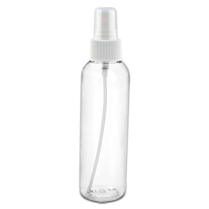 8 oz Clear PET Plastic Cosmo Bottle w/ White Fine Mist Top Plastic Spray Bottles Your Oil Tools 