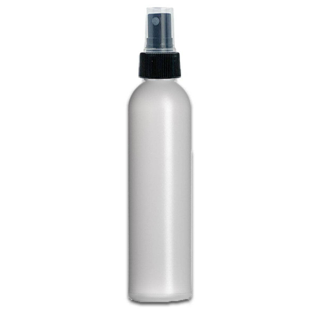 8 oz Natural-Colored HDPE Plastic Cosmo Bottle w/ Black Fine Mist Top Plastic Spray Bottles Your Oil Tools 