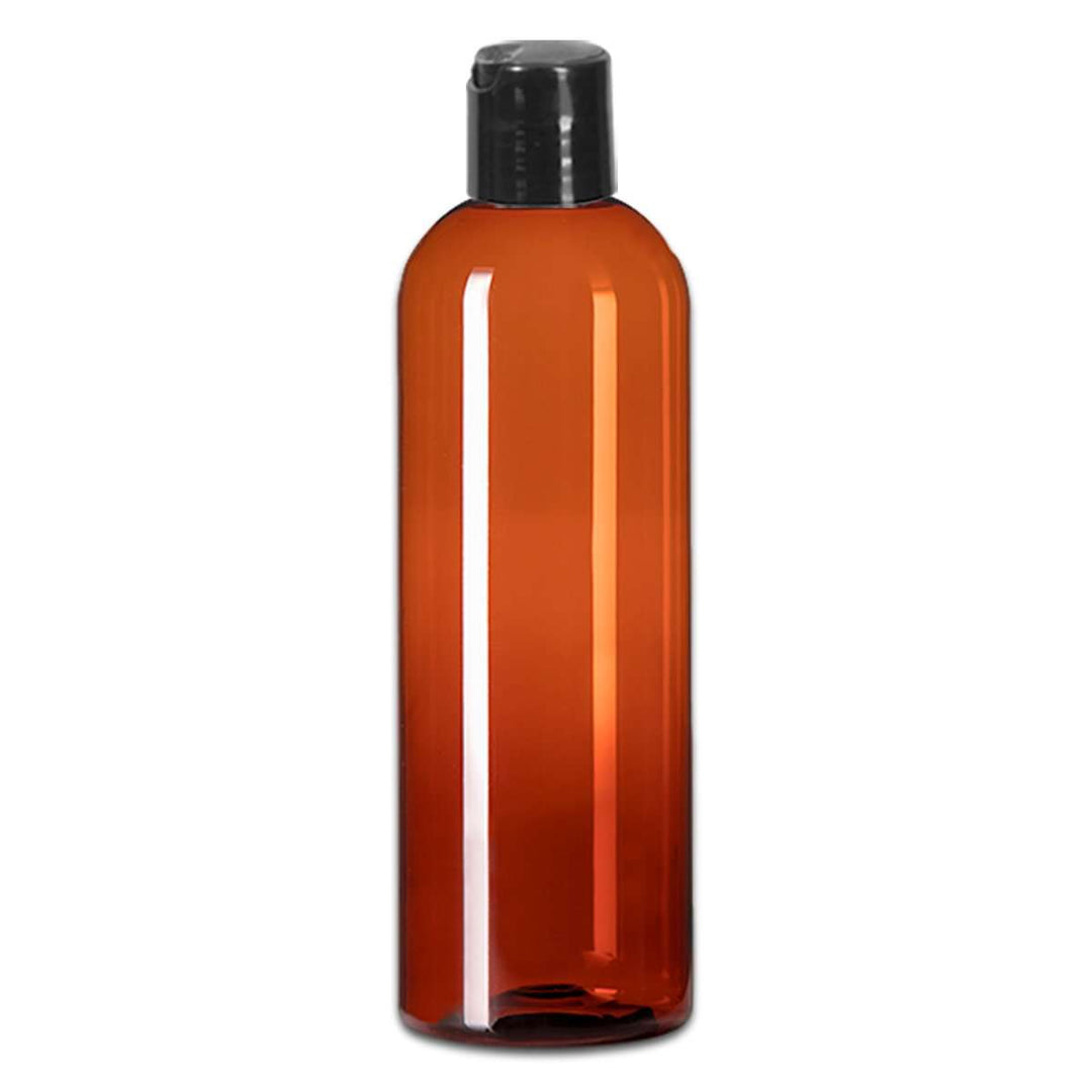 16 oz Amber PET Plastic Cosmo Bottle w/ Black Disc Top Plastic Storage Bottles Your Oil Tools 